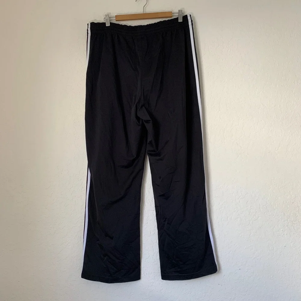 Adidas Track Pants Mens Large Black 3-Stripe Straight Warmup Athletic Sporty Gym